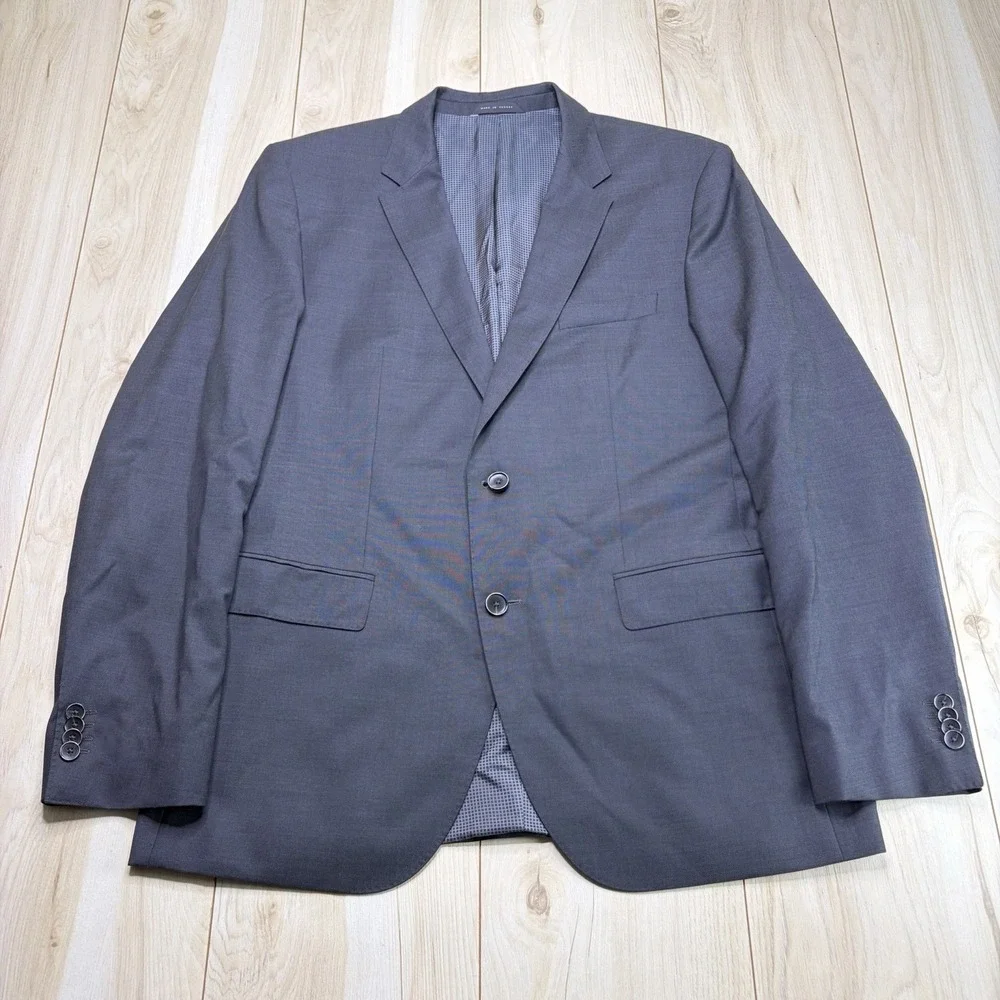 Hugo Boss Men's Super 120 100% Wool Birdseye Suit Gray Size 42R 36x32 - Picture 2 of 16
